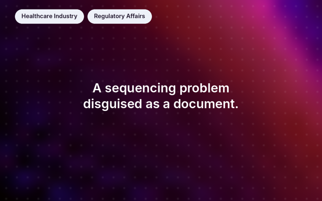 A sequencing problem disguised as a document — payer evidence dossier hero card